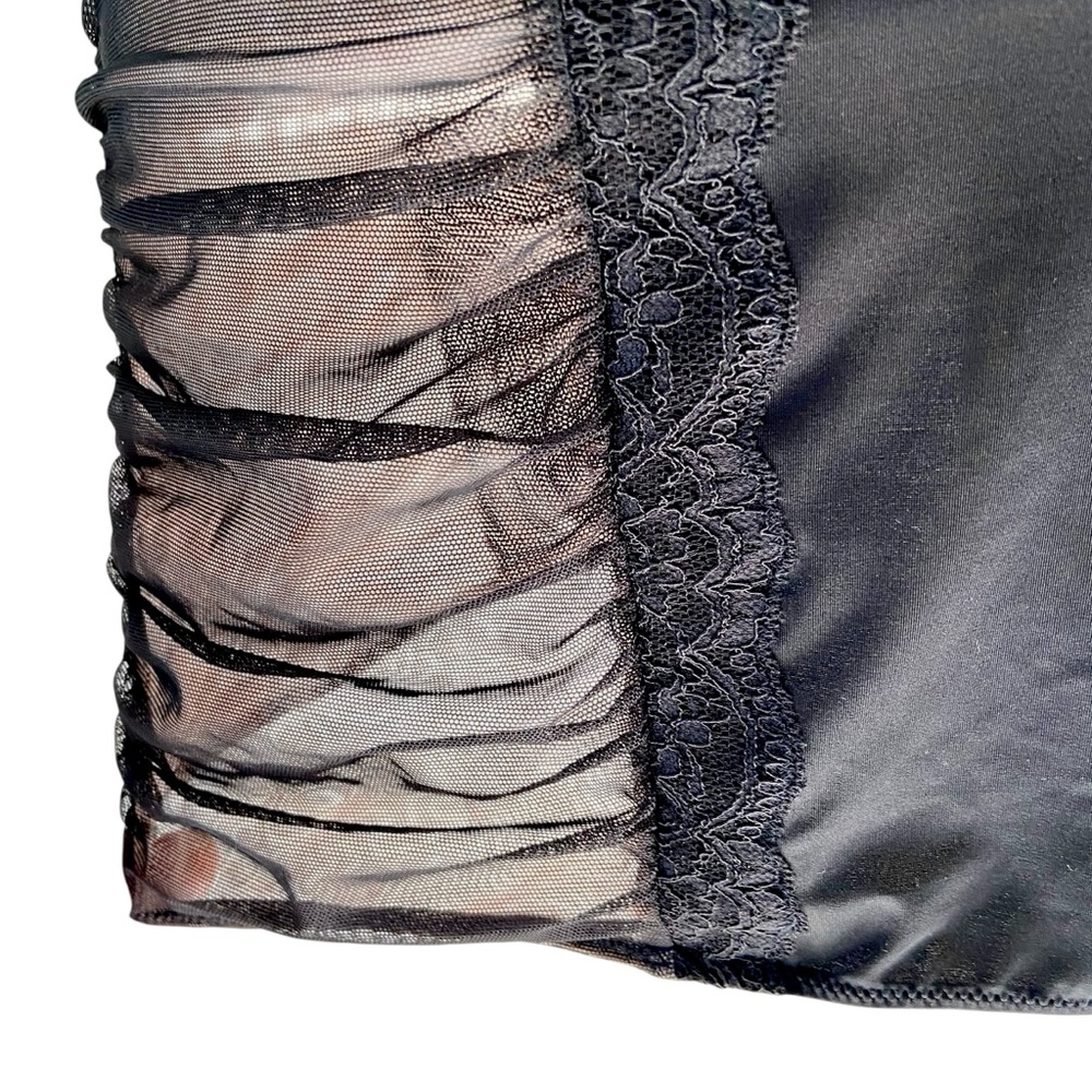 Victoria’s Secret Black Nude Sheer Mesh Nylon Lace Lingerie Bustier Teddy 34B - Picture 5 of 16